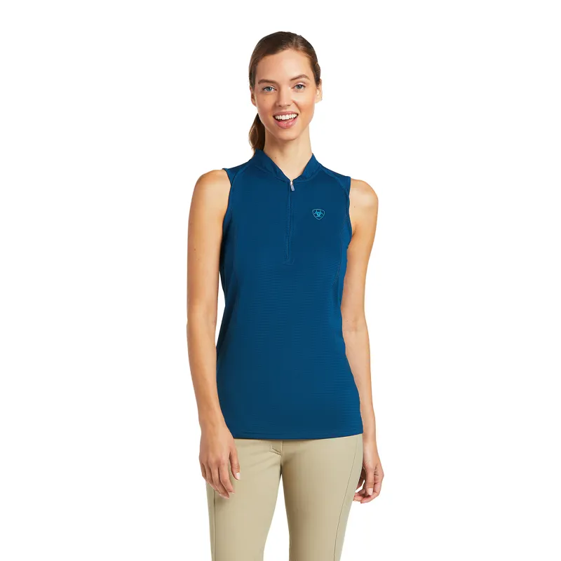 Ariat Hailey Quarter Zip Sleeveless Top Ladies in Blue Opal